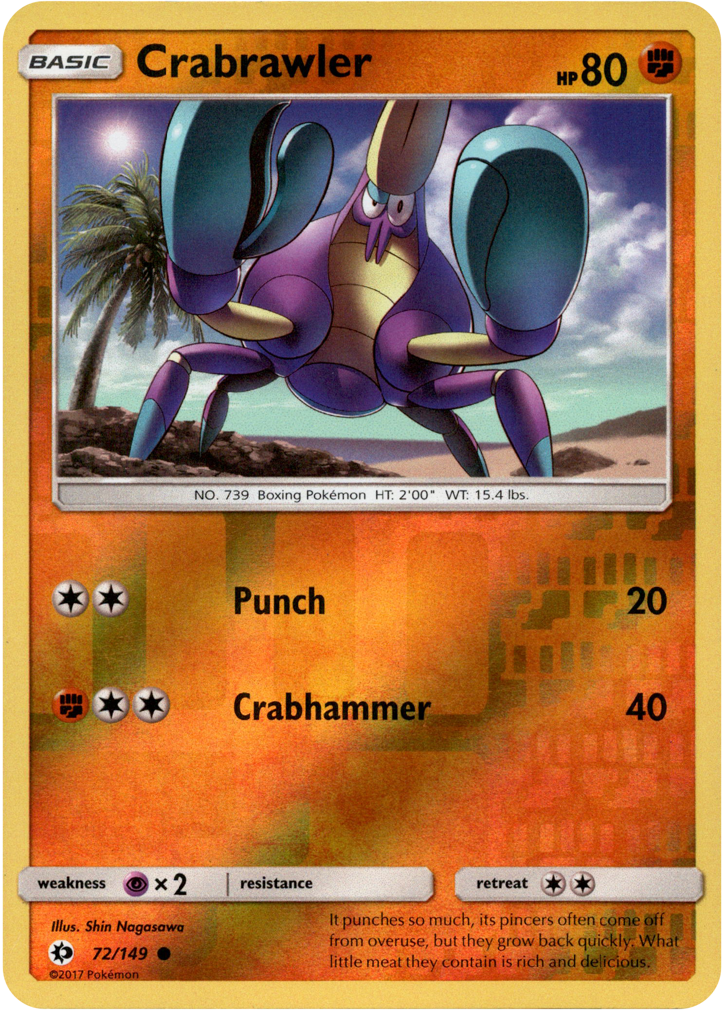 Crabrawler - 72/149 - Sun & Moon - Reverse Holo - Card Cavern
