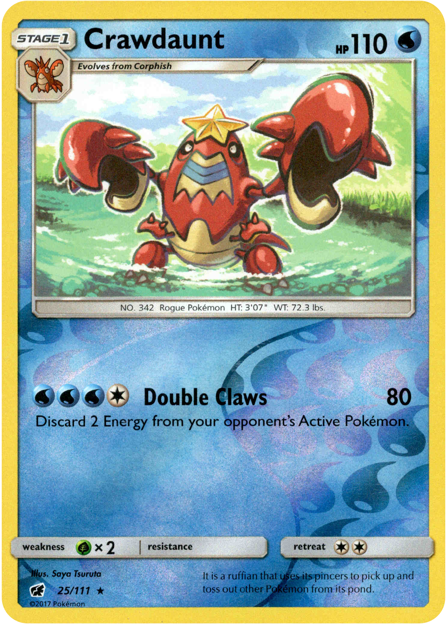 Crawdaunt - 25/111 - Crimson Invasion - Reverse Holo - Card Cavern