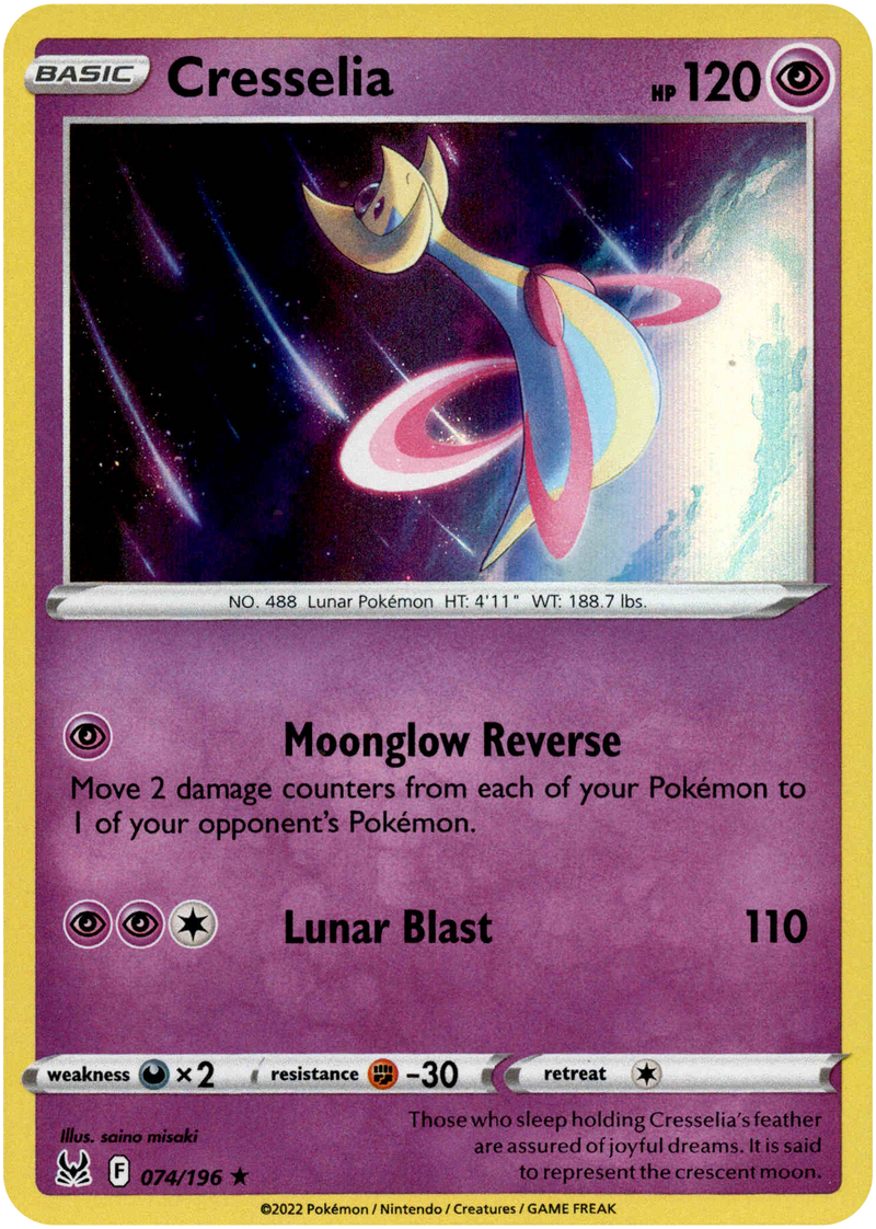 Cresselia - 074/196 - Lost Origin - Holo – Card Cavern Trading Cards, LLC