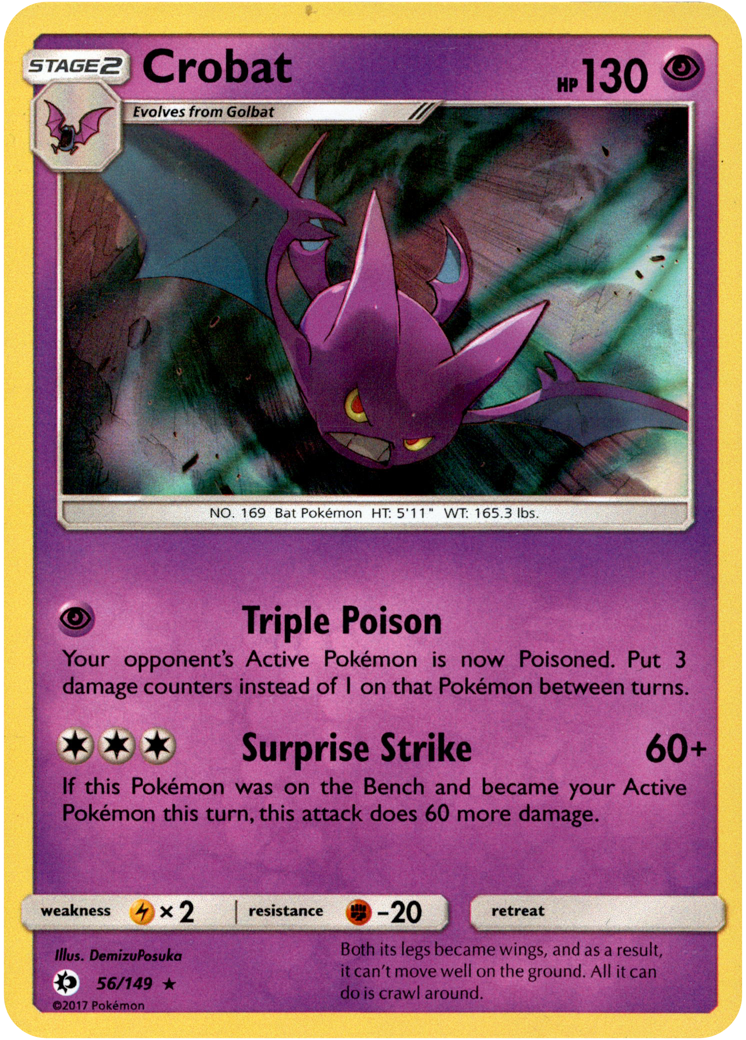 Crobat - 56/149 - Sun & Moon - Holo - Card Cavern