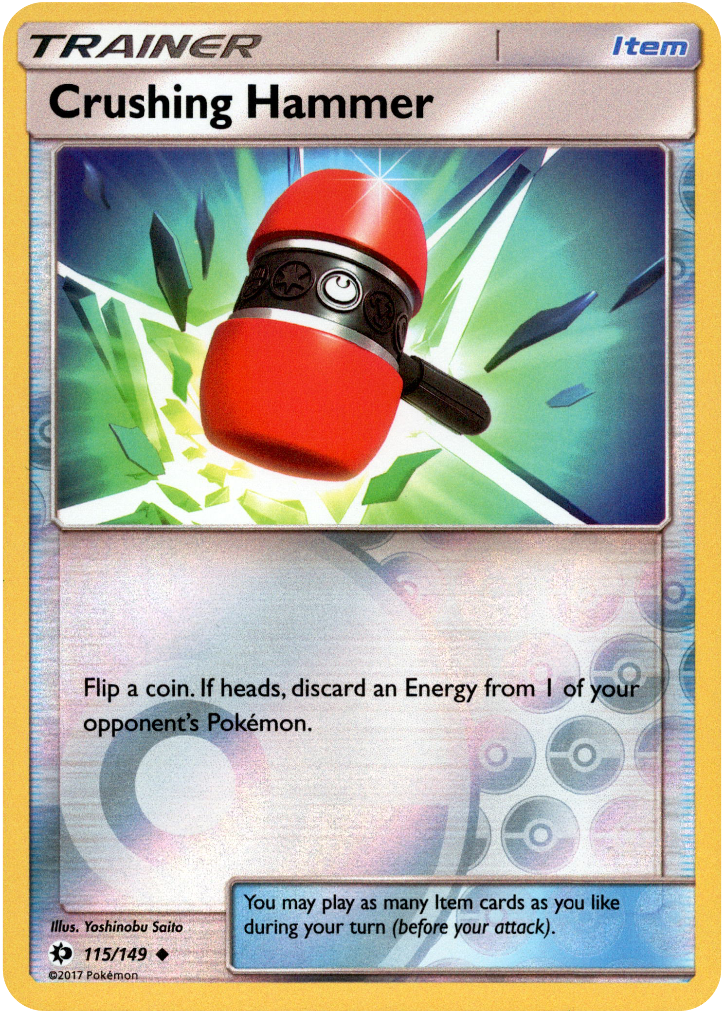 Crushing Hammer - 115/149 - Sun & Moon - Reverse Holo - Card Cavern