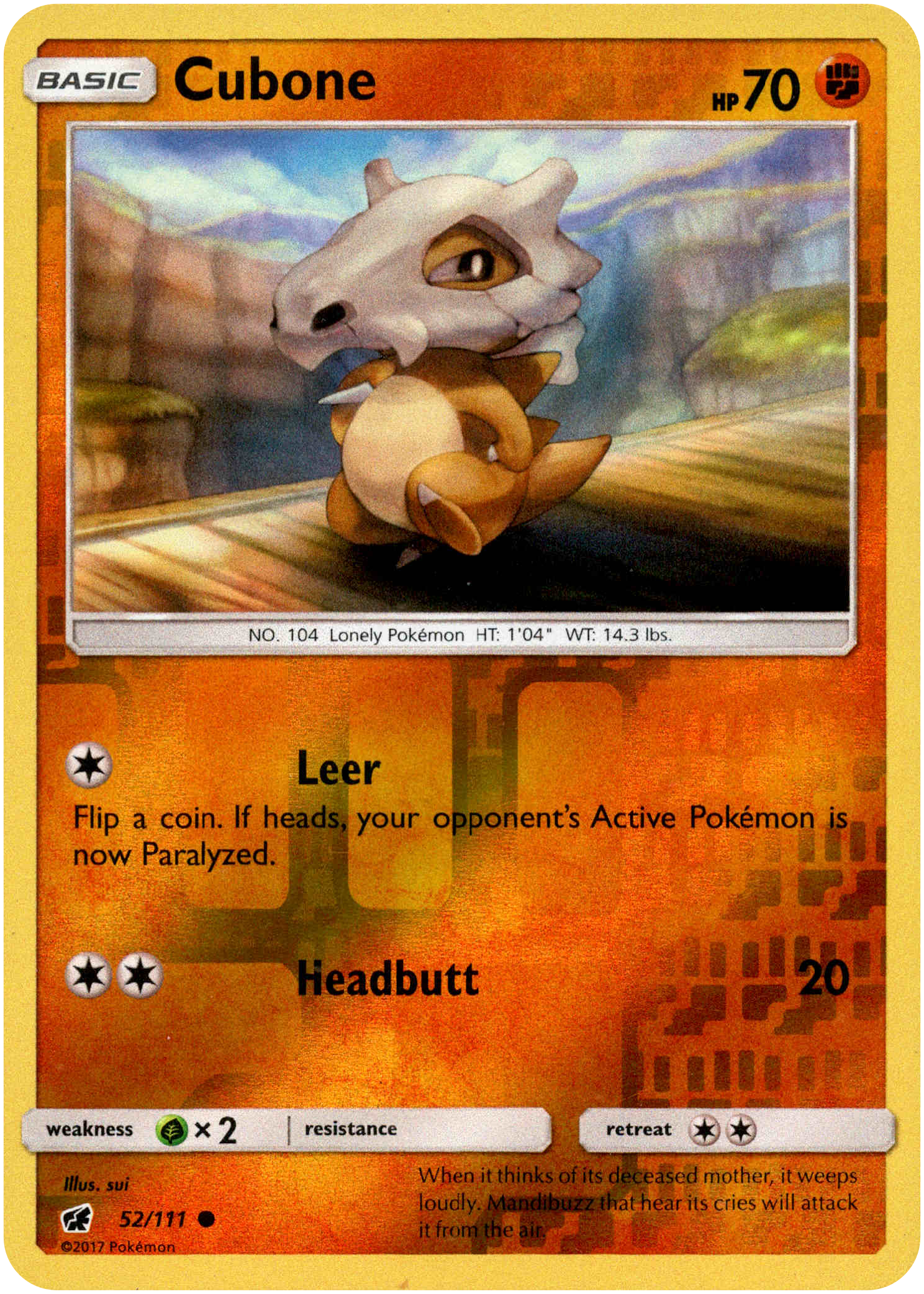 Cubone - 52/111 - Crimson Invasion - Reverse Holo - Card Cavern