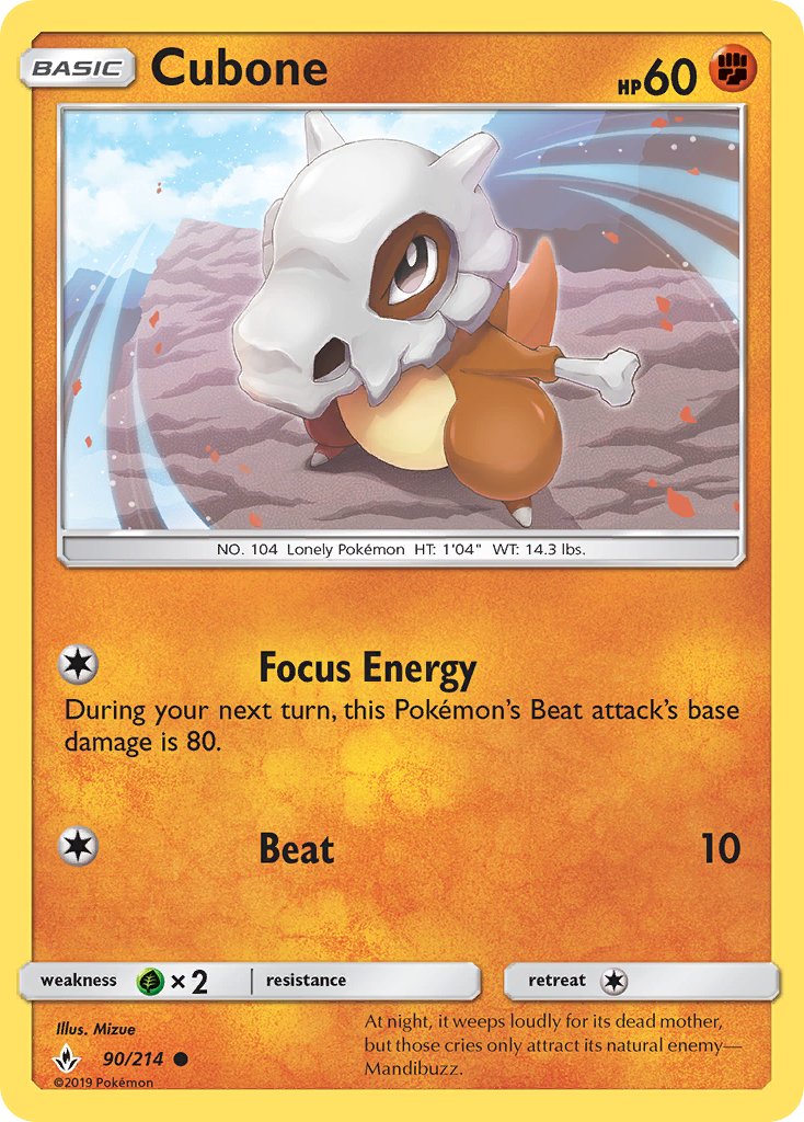 Cubone - 90/214 - Unbroken Bonds - Card Cavern