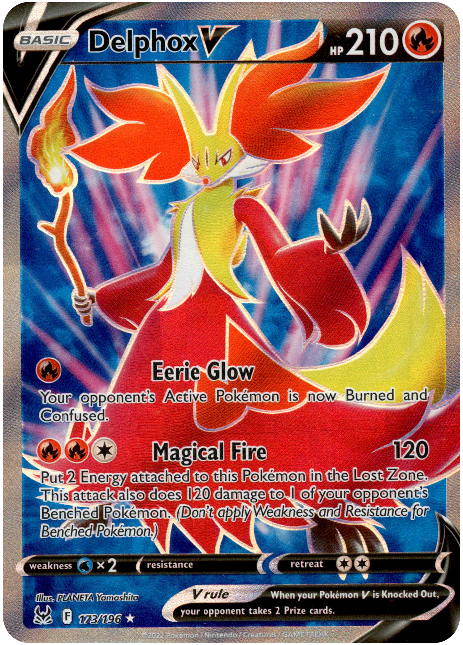 Delphox V Full Art - 173/196 - Lost Origin - Holo - Card Cavern