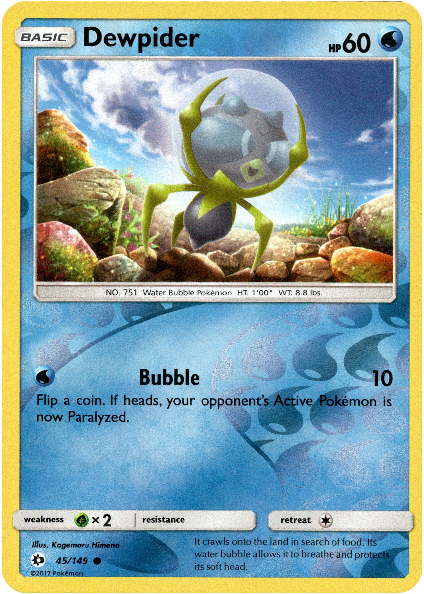 Dewpider - 45/149 - Sun & Moon - Reverse Holo - Card Cavern