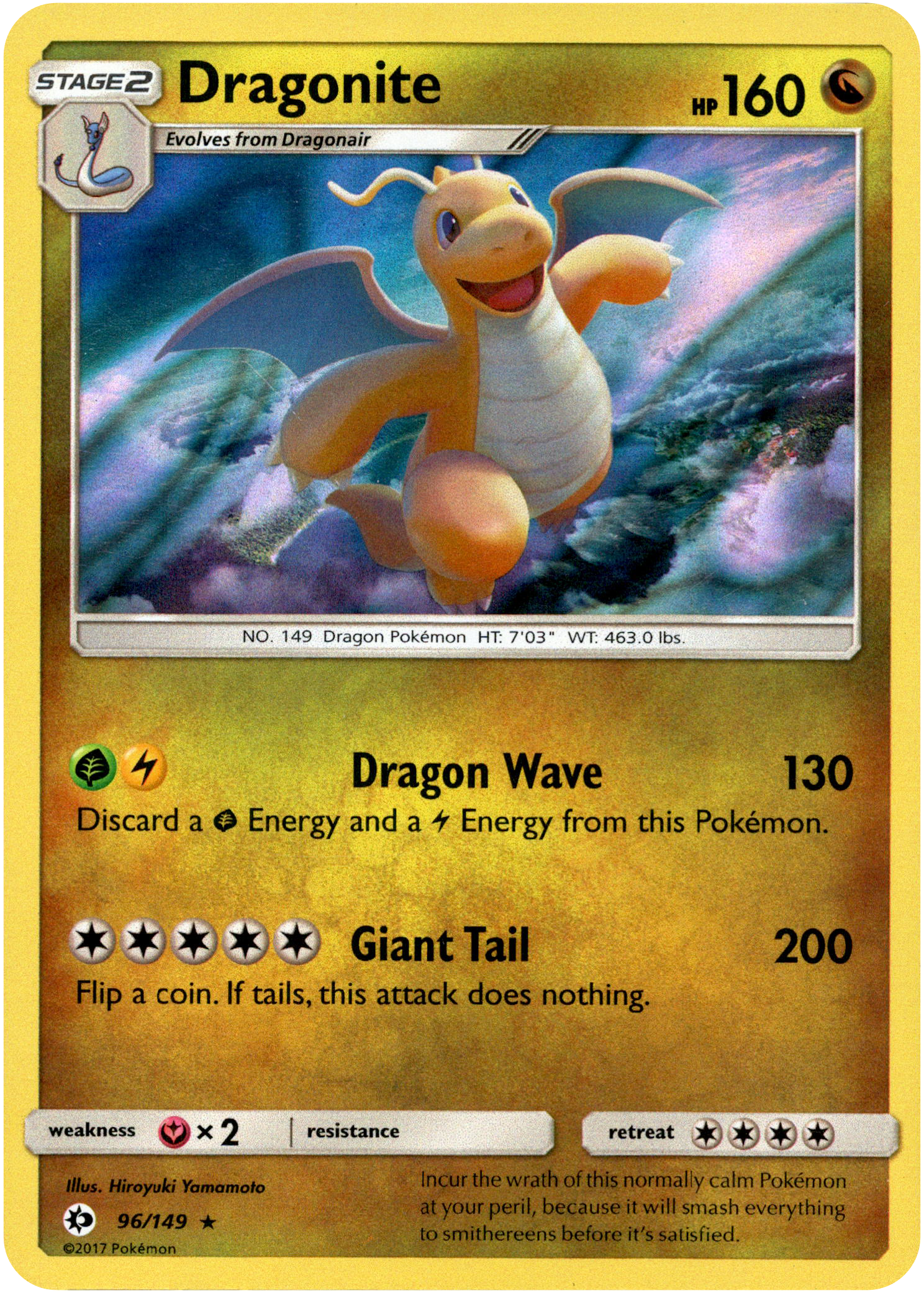 Dragonite - 96/149 - Sun & Moon - Holo - Card Cavern