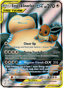 Eevee & Snorlax GX Full Art - 171/181 - Team Up - Holo - Card Cavern