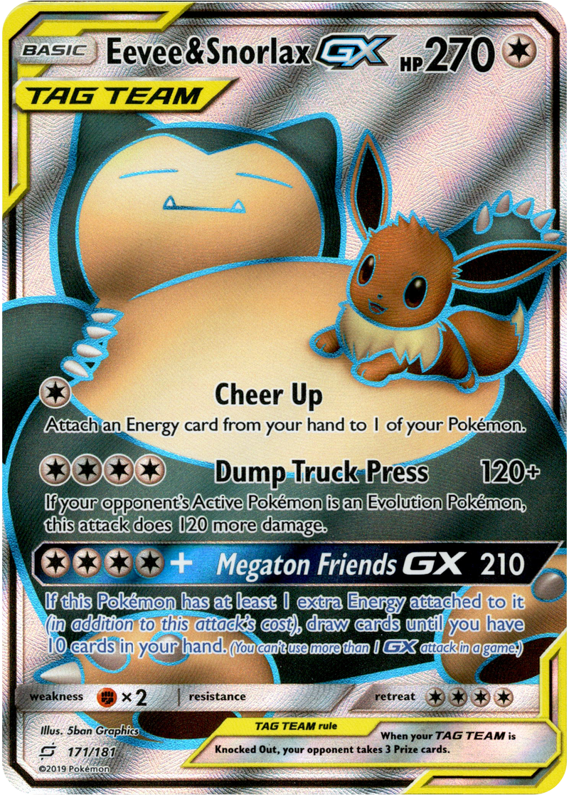 eevee pokemon card full art Eevee & Snorlax GX Full Art - 171/181 - Team Up