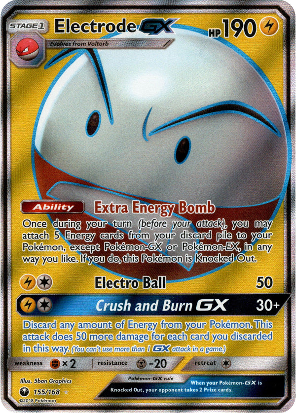pokemon cards electrode Electrode GX Full Art- 155/168 - Celestial Storm