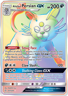 Alolan Persian GX Hyper Rare - 257/236 - Cosmic Eclipse - Holo - Card Cavern
