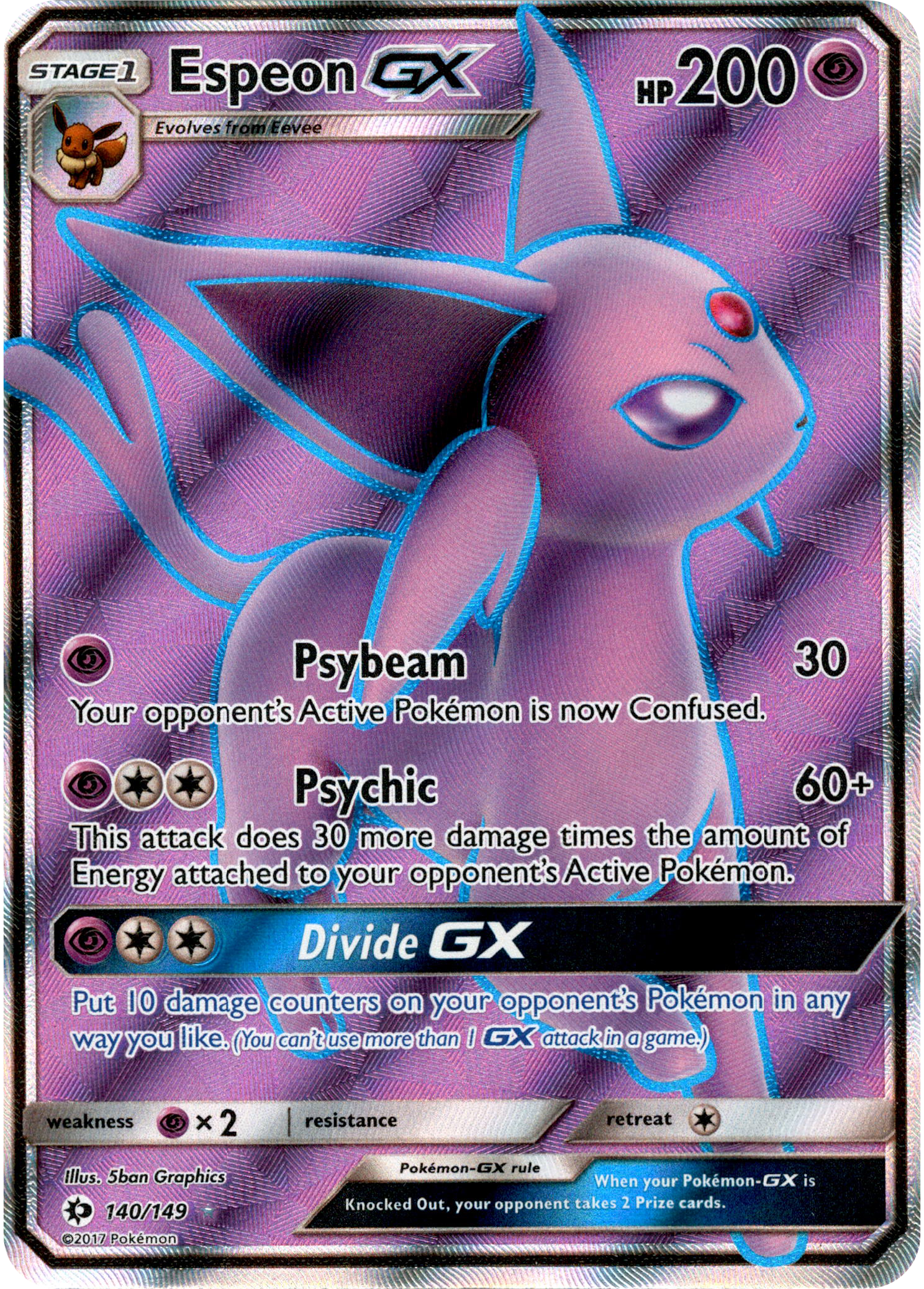Espeon GX Full Art - 140/149 - Sun & Moon - Holo - Card Cavern