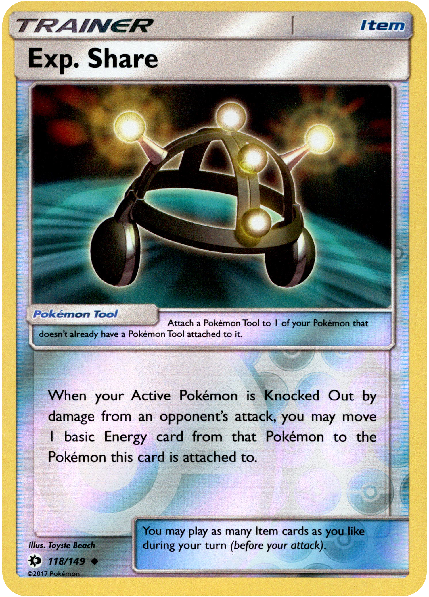 Exp. Share - 118/149 - Sun & Moon - Reverse Holo - Card Cavern