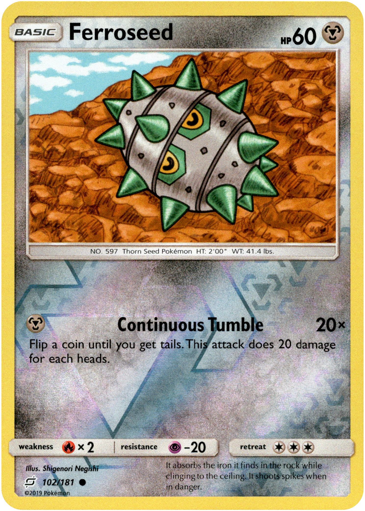 Ferroseed - 102/181 - Team Up - Reverse Holo - Card Cavern
