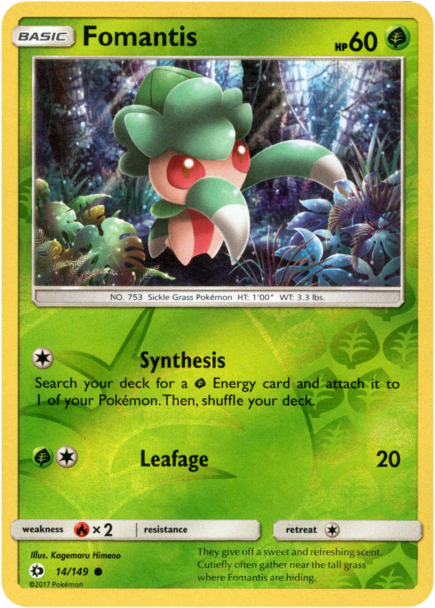 Fomantis - 14/149 - Sun & Moon - Reverse Holo - Card Cavern