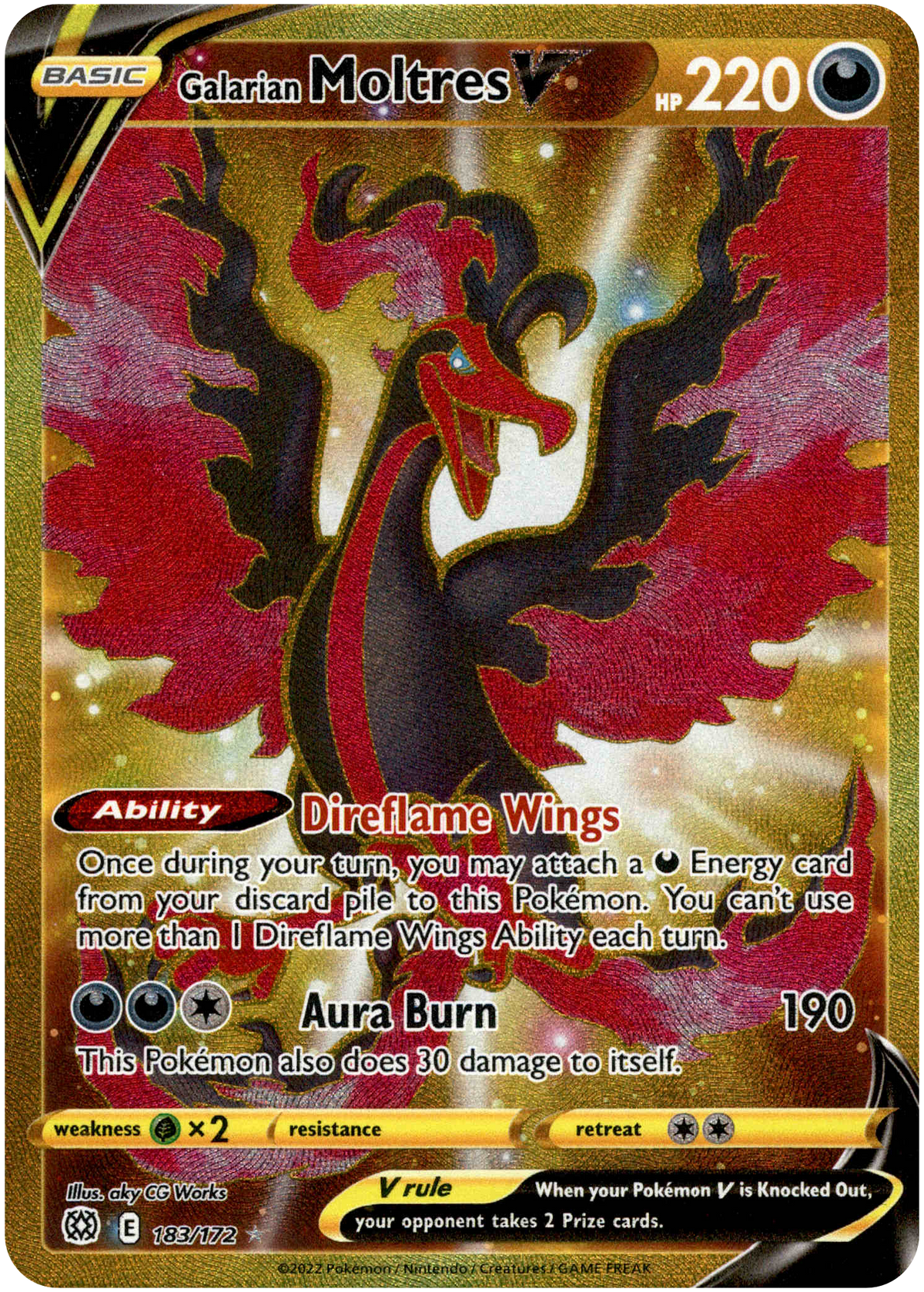 Galarian Moltres V Secret Rare - 183/172 - Brilliant Stars - Holo - Card Cavern