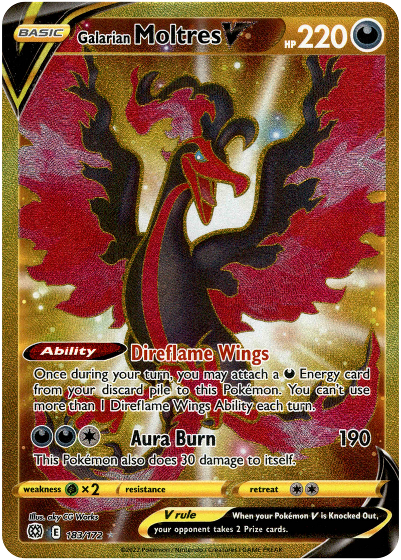 rare moltres pokemon card Galarian Moltres V Secret Rare - 183/172 - Brilliant Stars