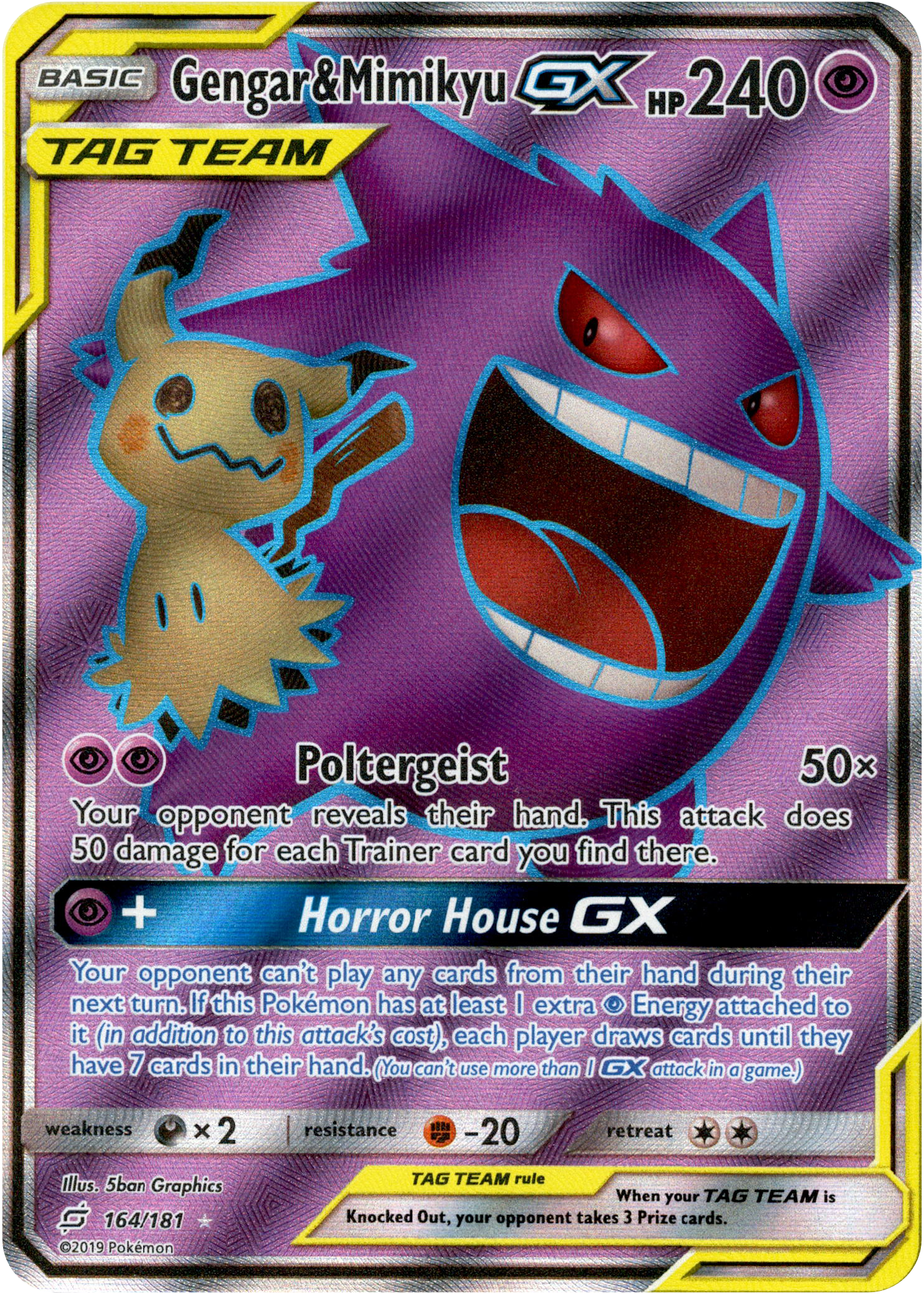 Gengar & Mimikyu GX Full Art - 164/181 - Team Up - Holo - Card Cavern