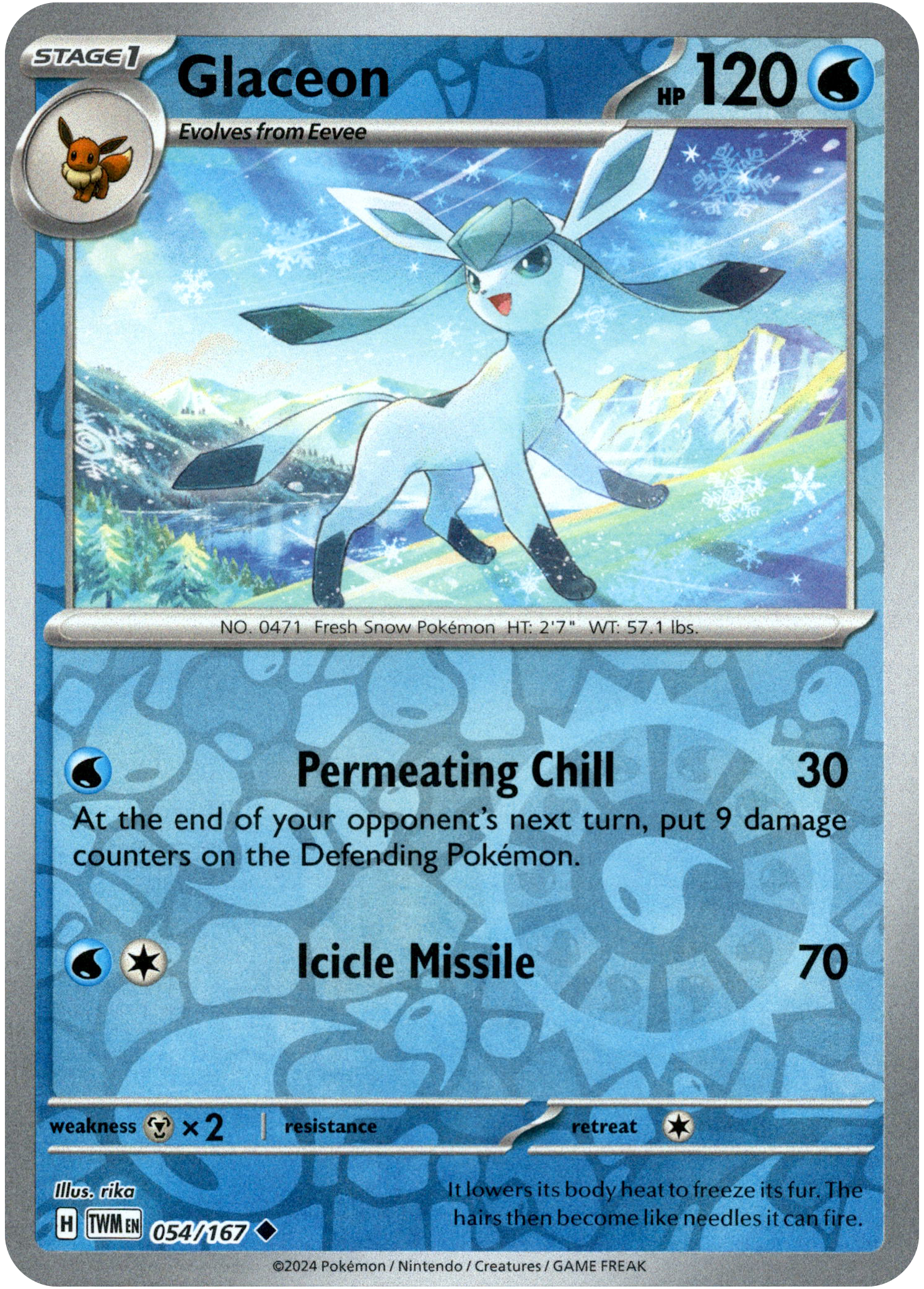 Glaceon - 054/167 - Twilight Masquerade - Reverse Holo - Card Cavern
