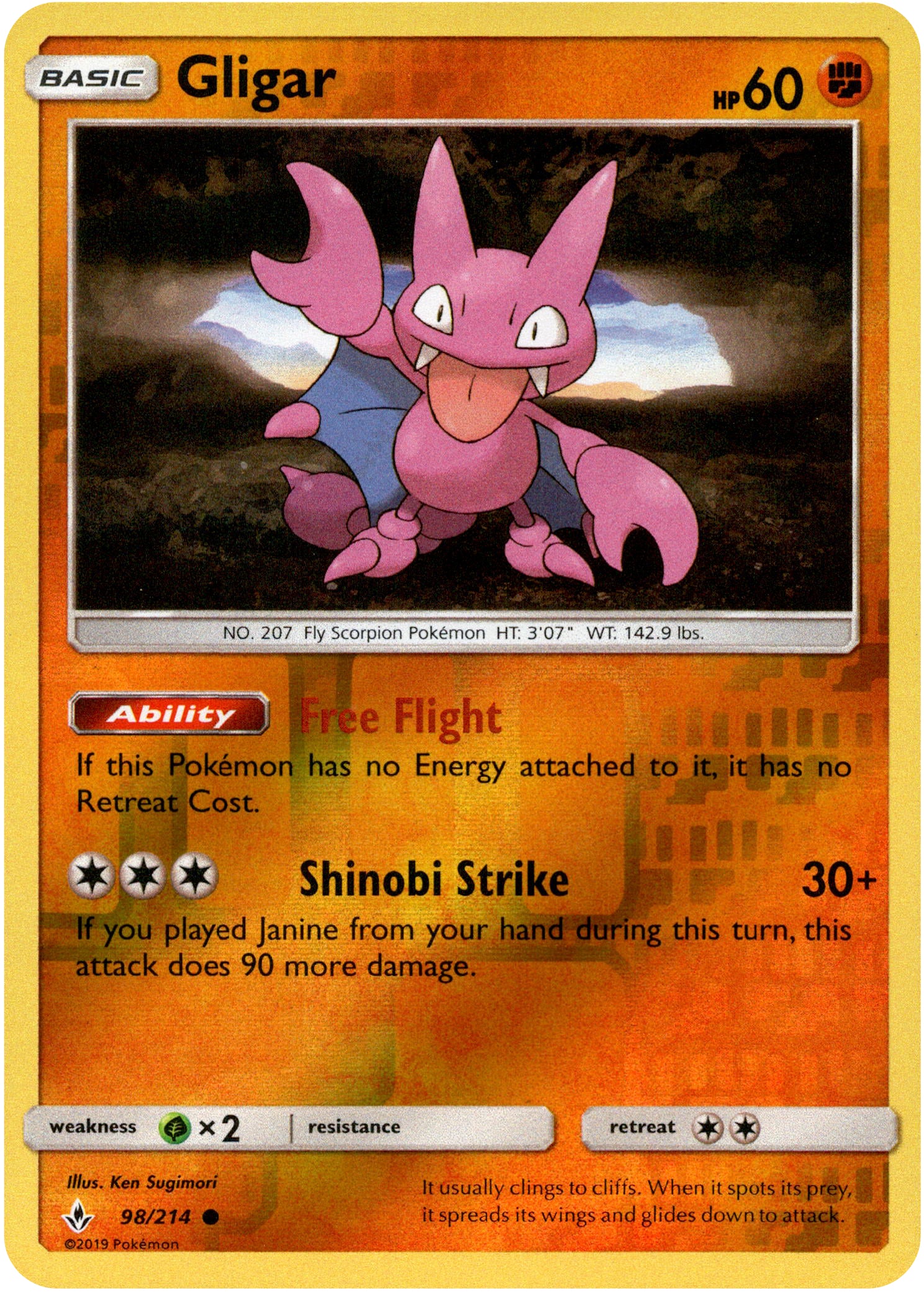 Gligar - 98/214 - Unbroken Bonds - Reverse Holo - Card Cavern