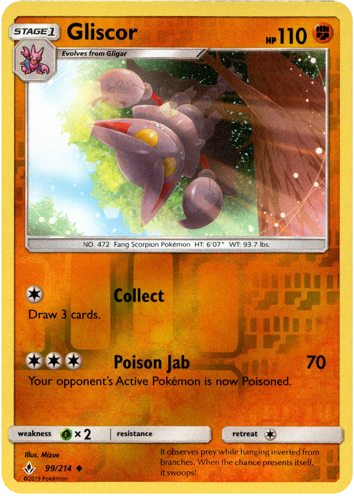 Gliscor - 99/214 - Unbroken Bonds - Reverse Holo - Card Cavern