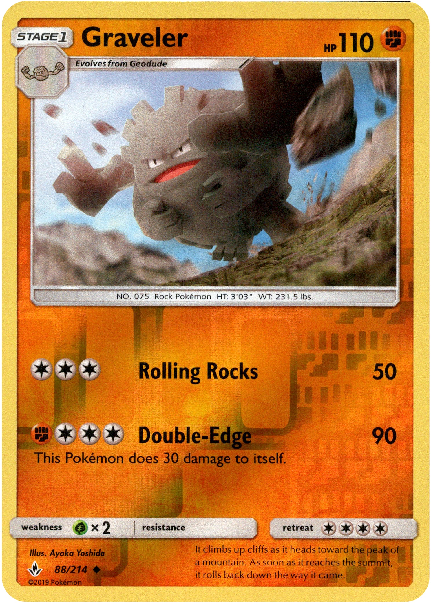 Graveler - 88/214 - Unbroken Bonds - Reverse Holo - Card Cavern