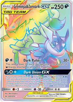 Greninja & Zoroark GX Hyper Rare - 222/214 - Unbroken Bonds - Holo - Card Cavern