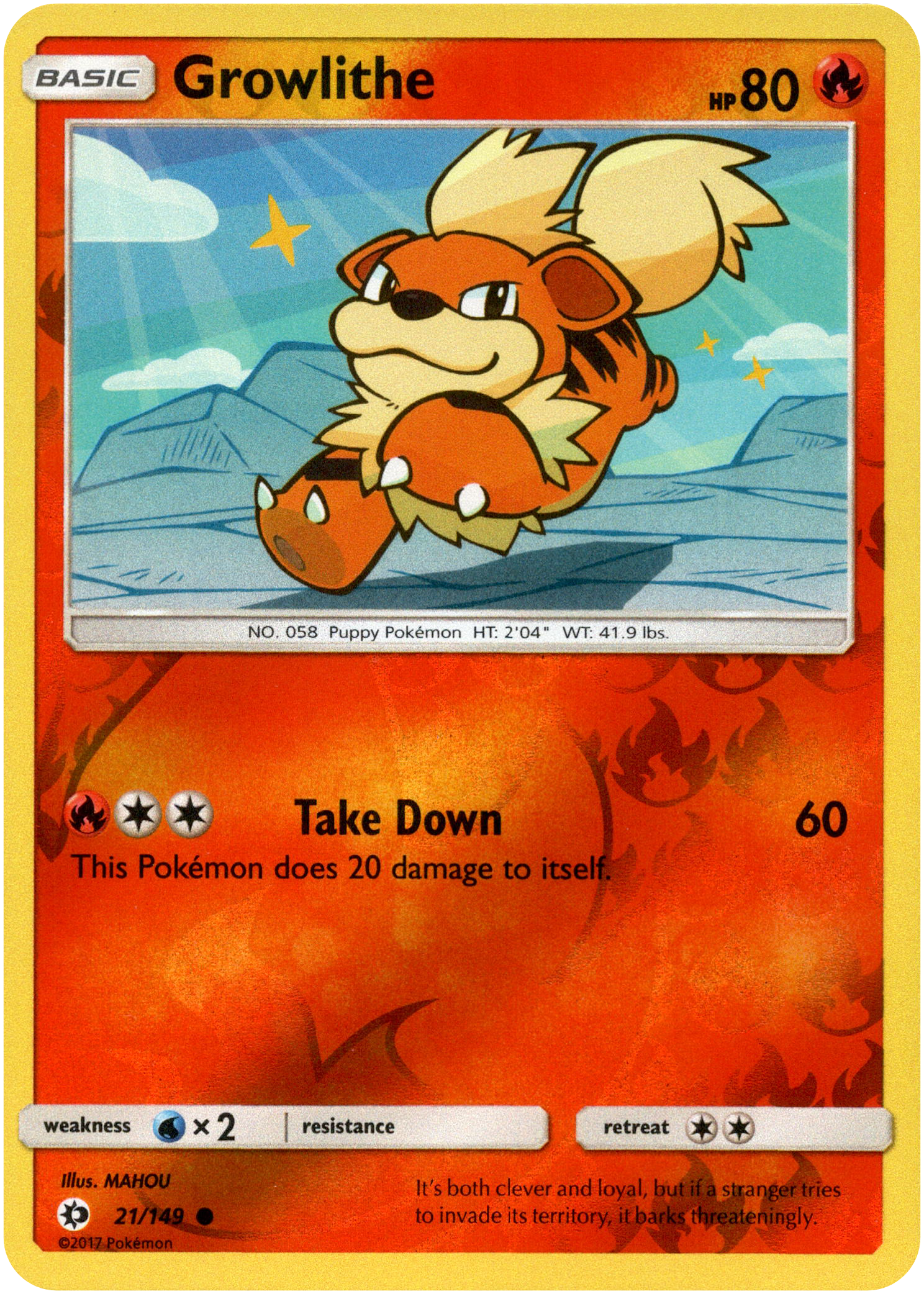 Growlithe - 21/149 - Sun & Moon - Reverse Holo - Card Cavern