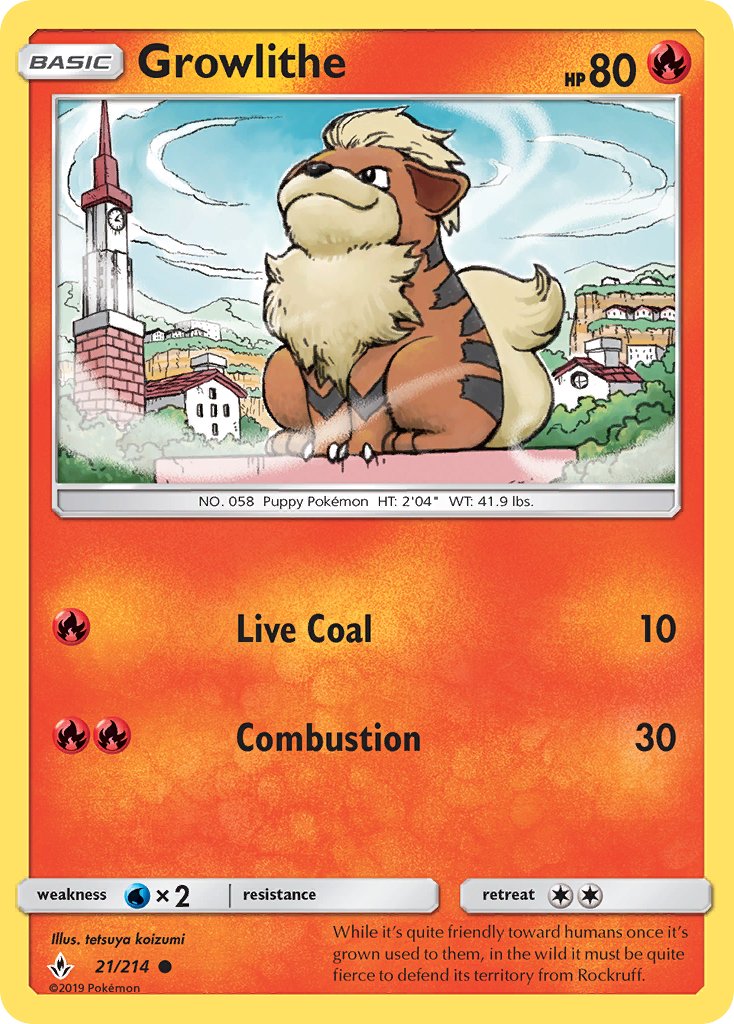 Growlithe - 21/214 - Unbroken Bonds - Card Cavern
