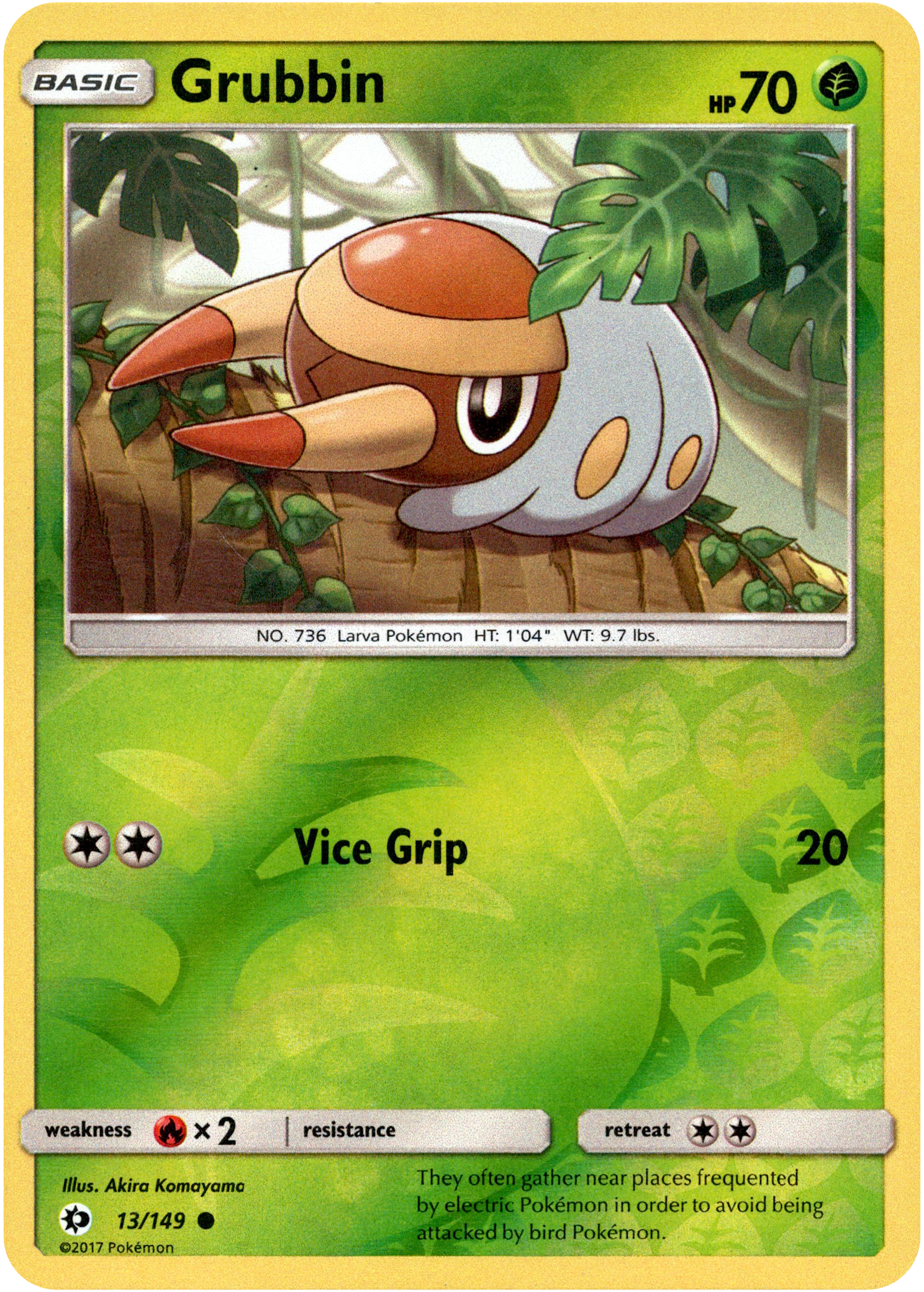 Grubbin - 13/149 - Sun & Moon - Reverse Holo - Card Cavern