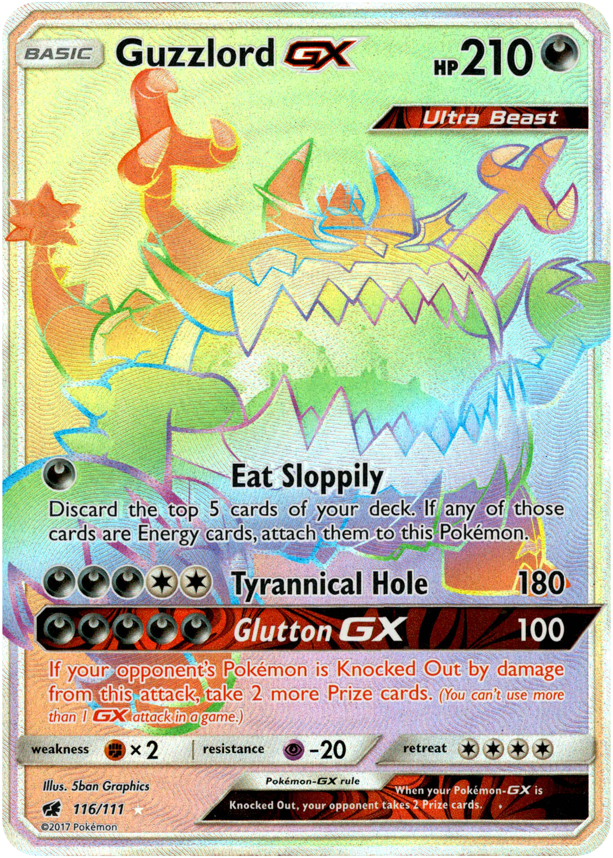 Guzzlord GX Hyper Rare - 116/111 - Crimson Invasion - Holo - Card Cavern
