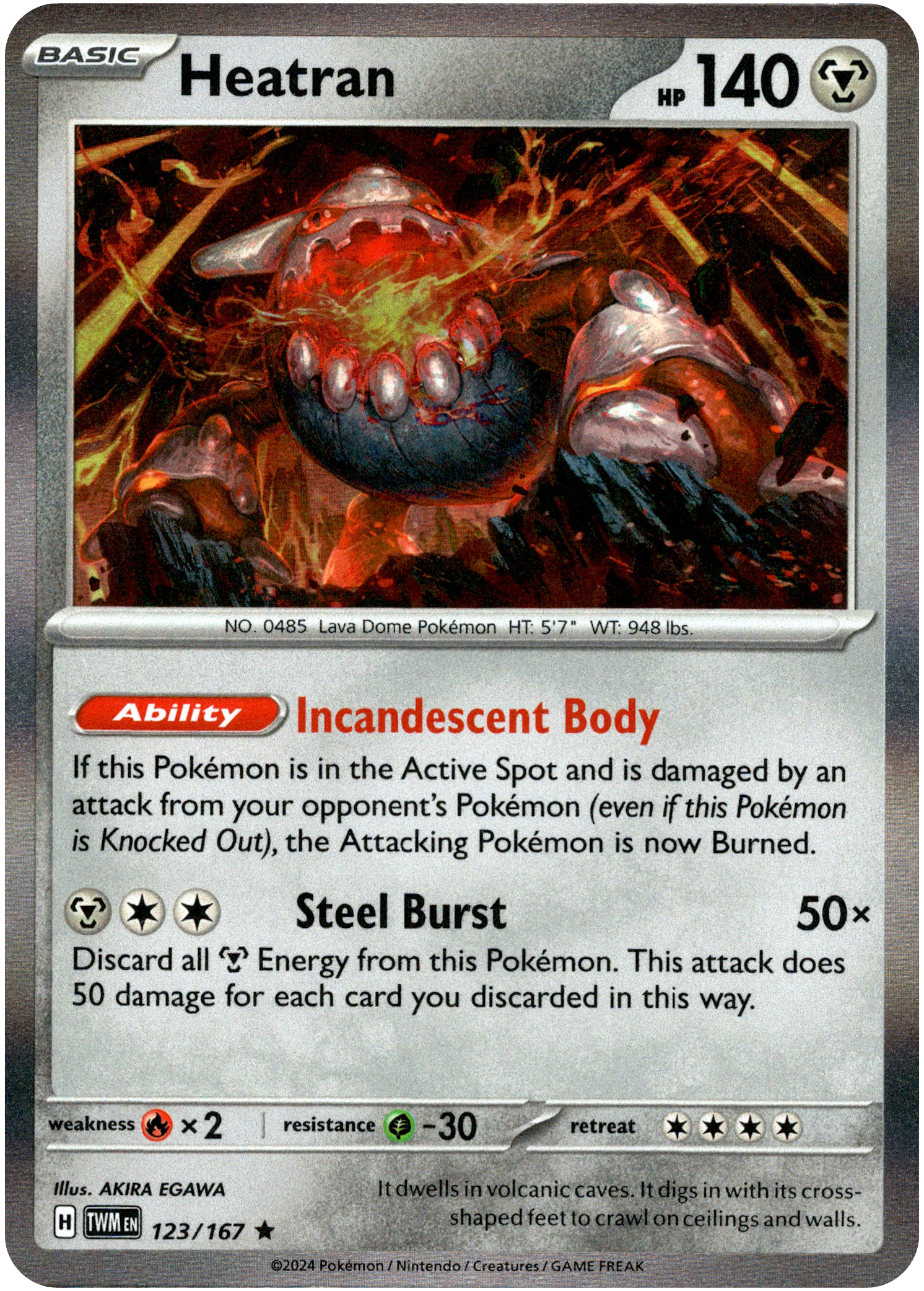 Heatran - 123/167 - Twilight Masquerade - Holo - Card Cavern