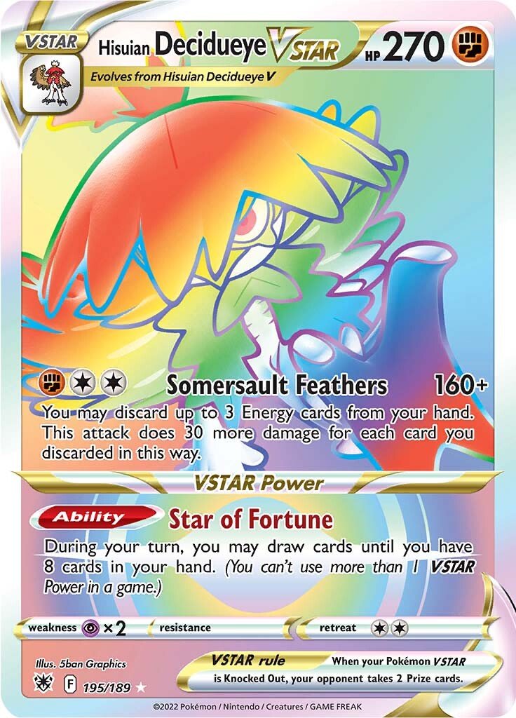Hisuian Decidueye VSTAR Hyper Rare - 195/189 - Astral Radiance - Holo - Card Cavern