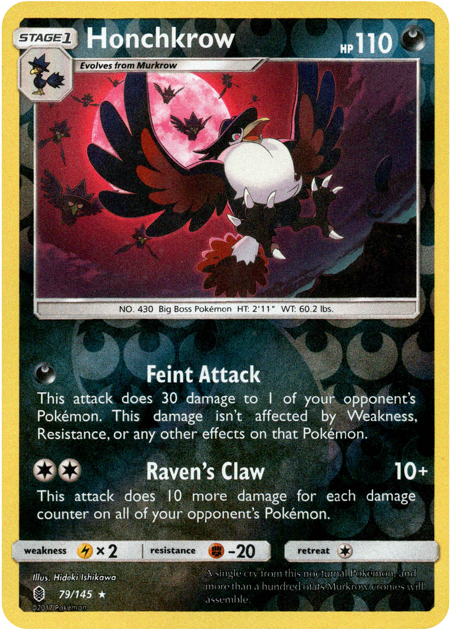 Honchkrow - 79/145 - Guardians Rising - Reverse Holo - Card Cavern
