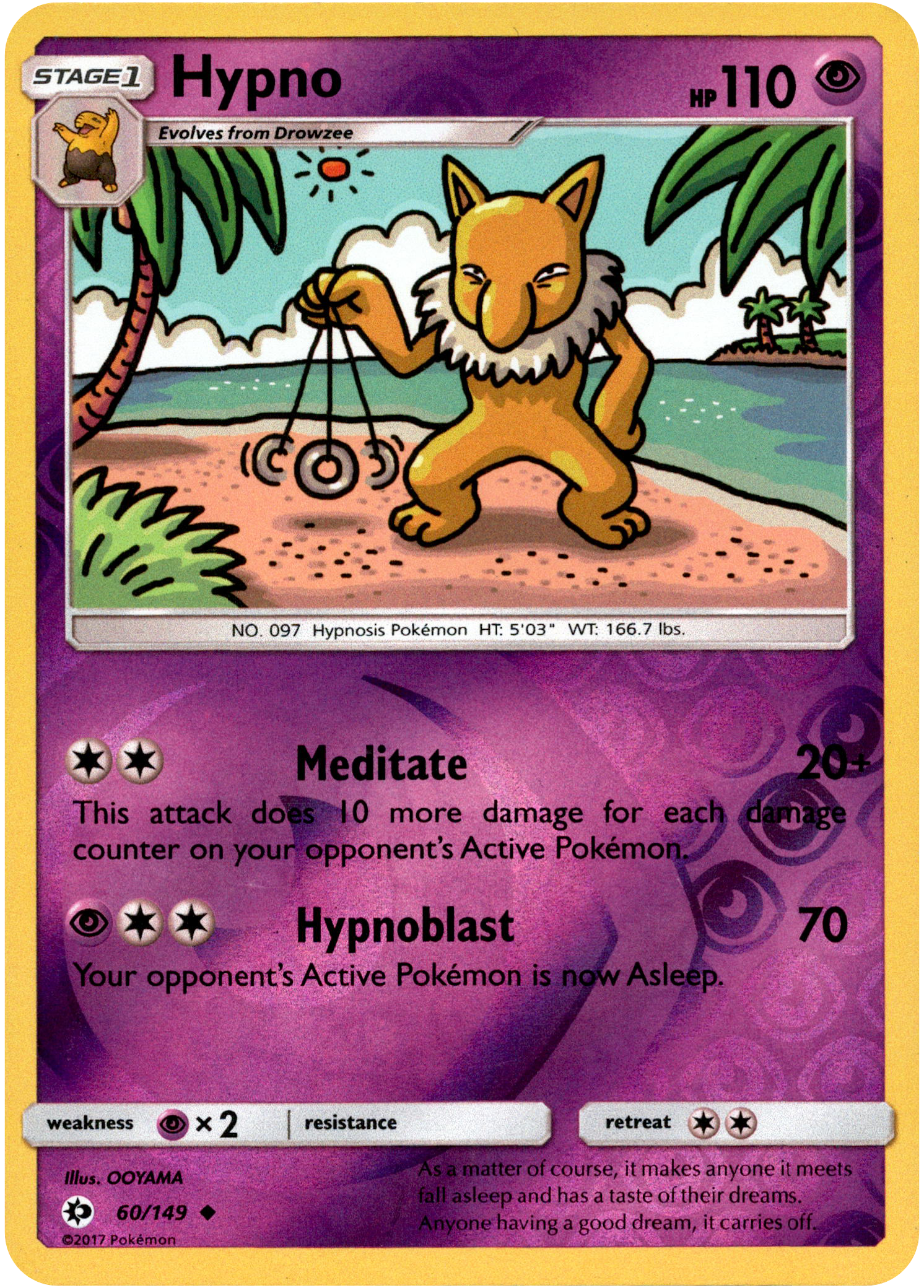 Hypno - 60/149 - Sun & Moon - Reverse Holo - Card Cavern