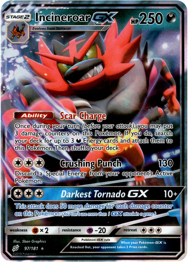 incineroar pokemon cards Incineroar GX - 97/181 - Team Up