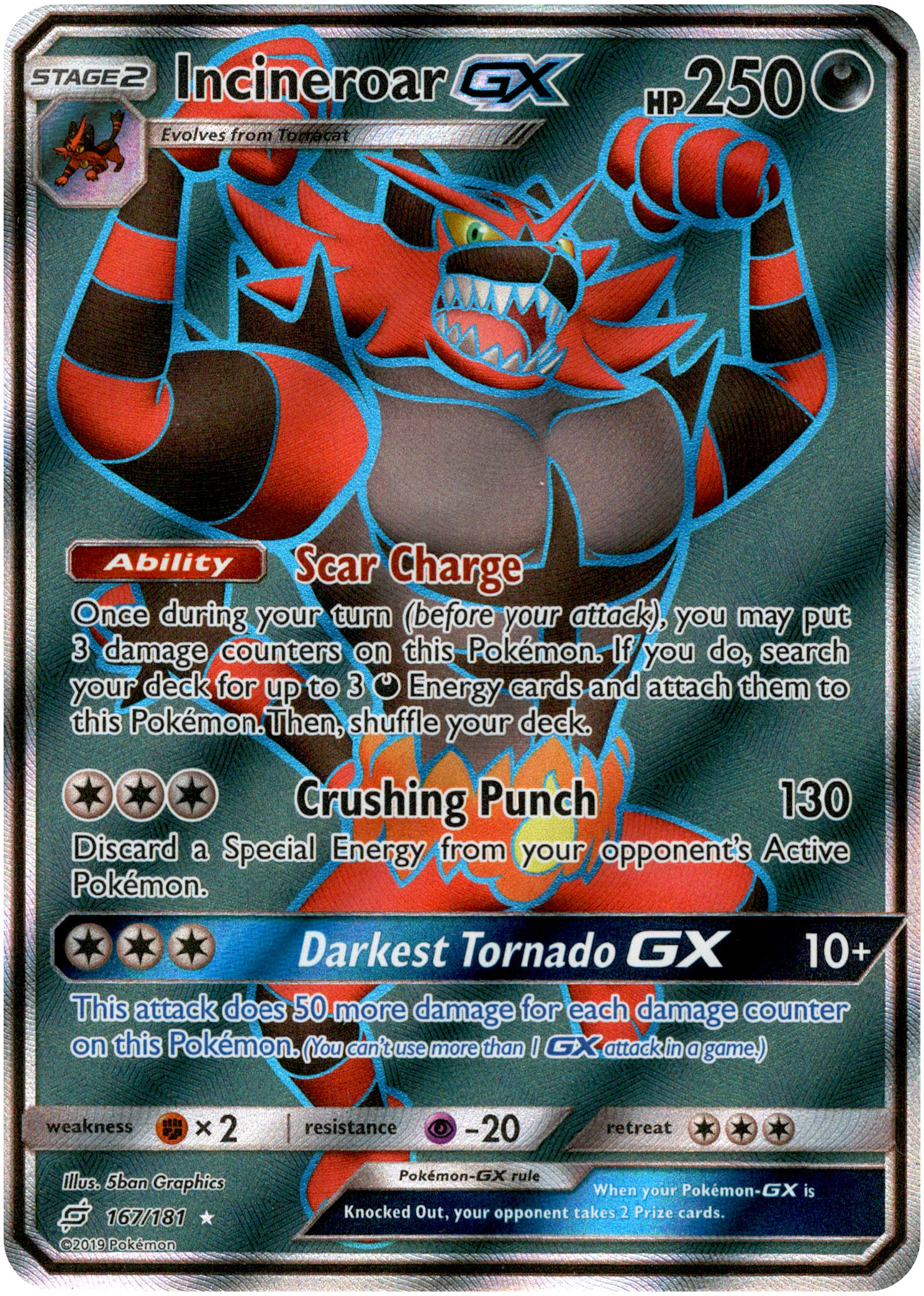 Incineroar GX Full Art - 167/181 - Team Up - Holo - Card Cavern