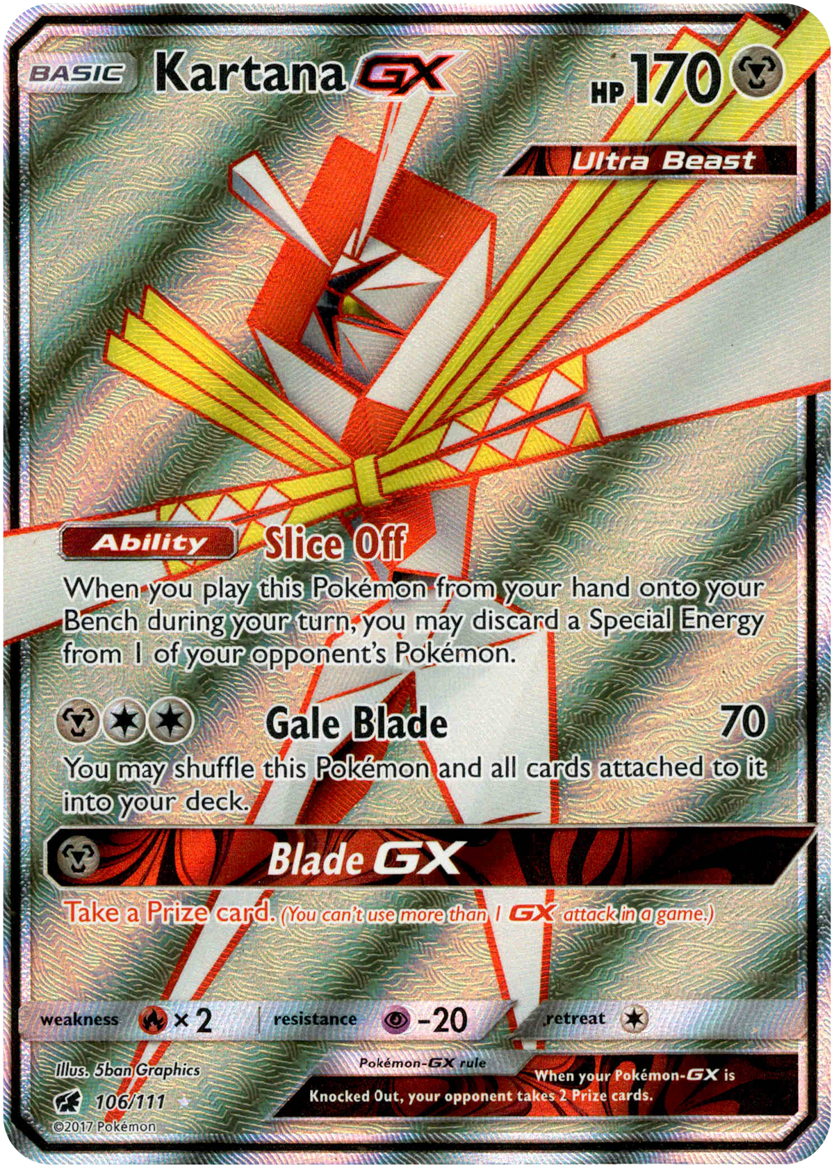 Kartana GX Full Art - 106/111 - Crimson Invasion - Holo - Card Cavern