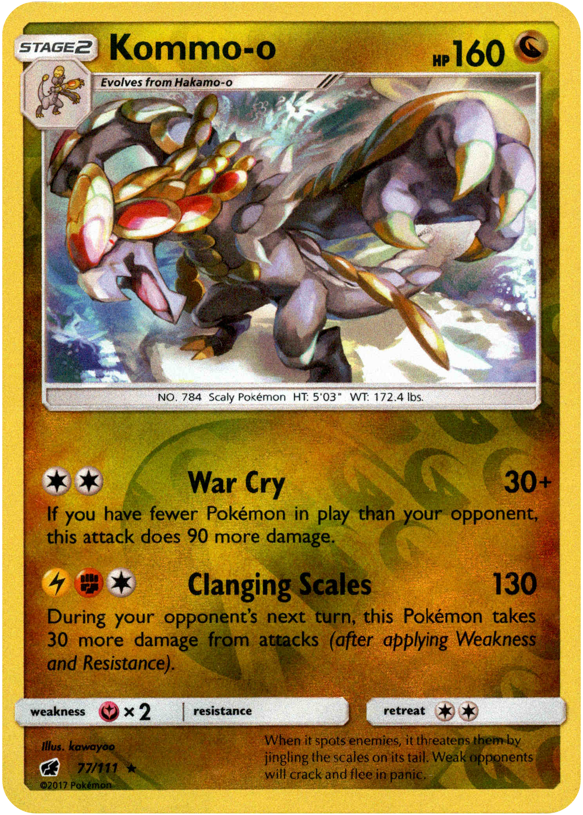 Kommo-o - 77/111 - Crimson Invasion - Reverse Holo - Card Cavern