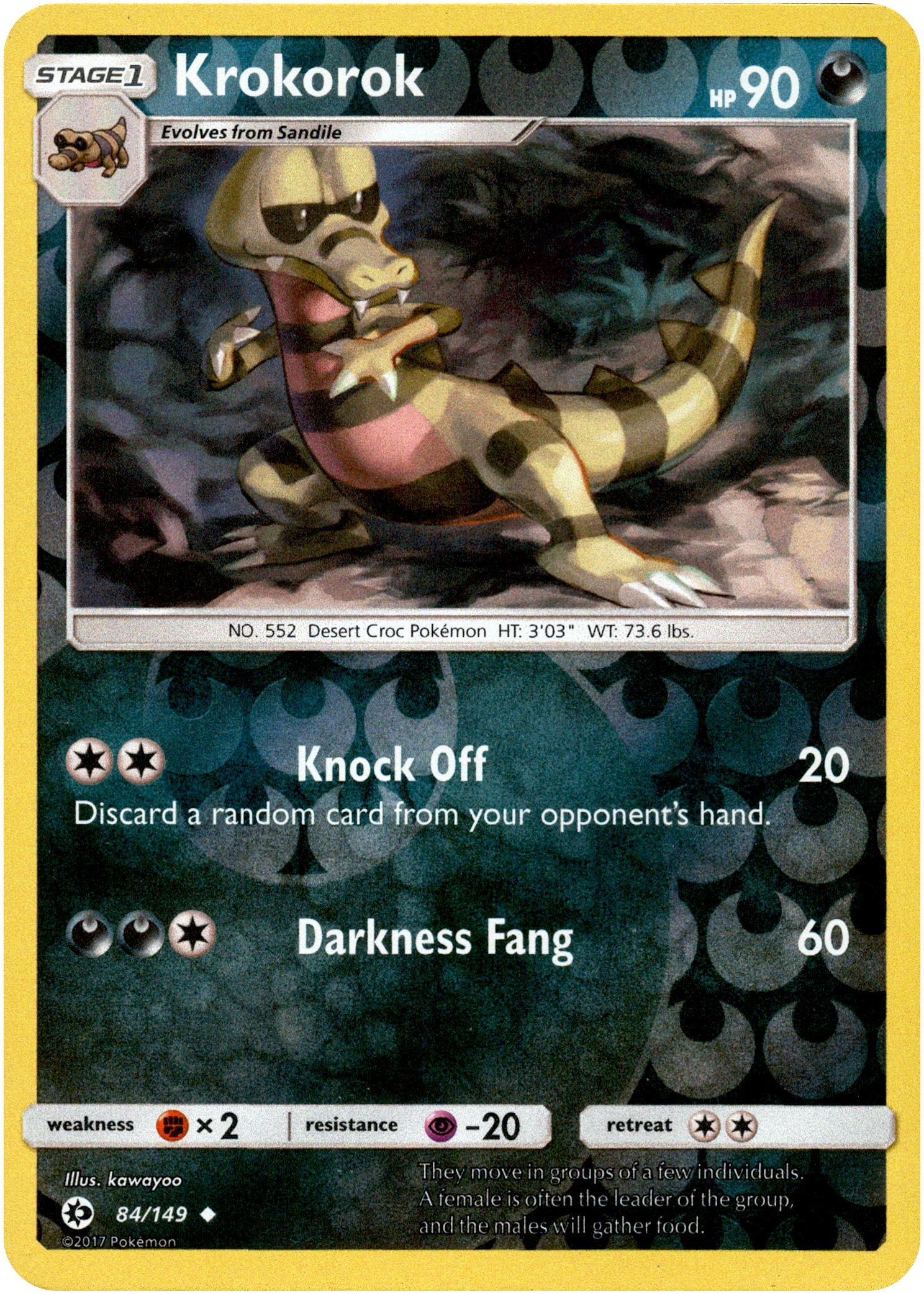 Krokorok - 84/149 - Sun & Moon - Reverse Holo - Card Cavern