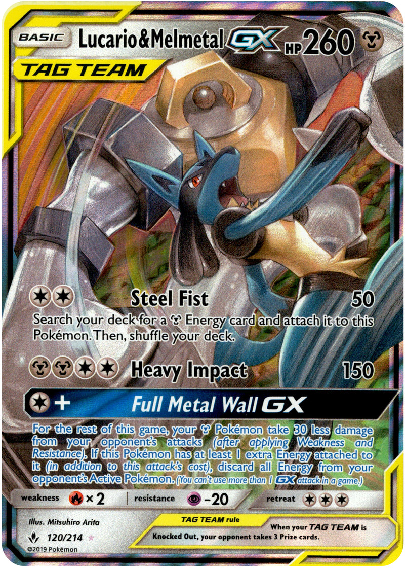 Lucario & Melmetal GX - 120/214 - Unbroken Bonds - Holo – Card