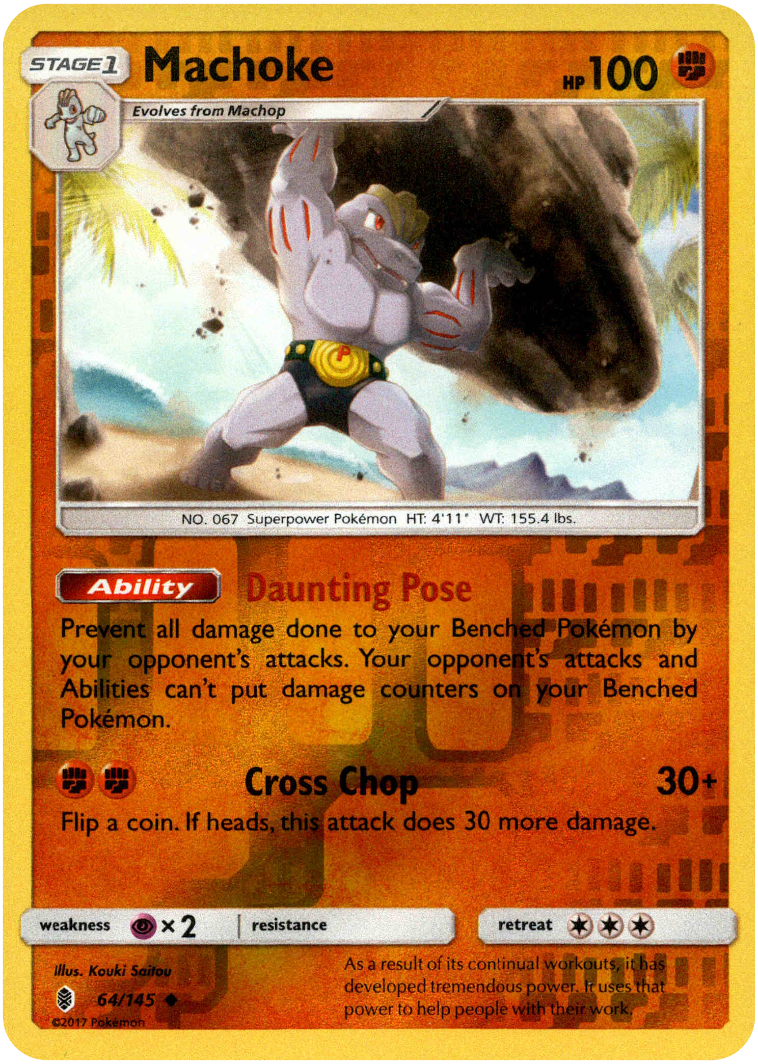 Machoke - 64/145 - Guardians Rising - Reverse Holo - Card Cavern