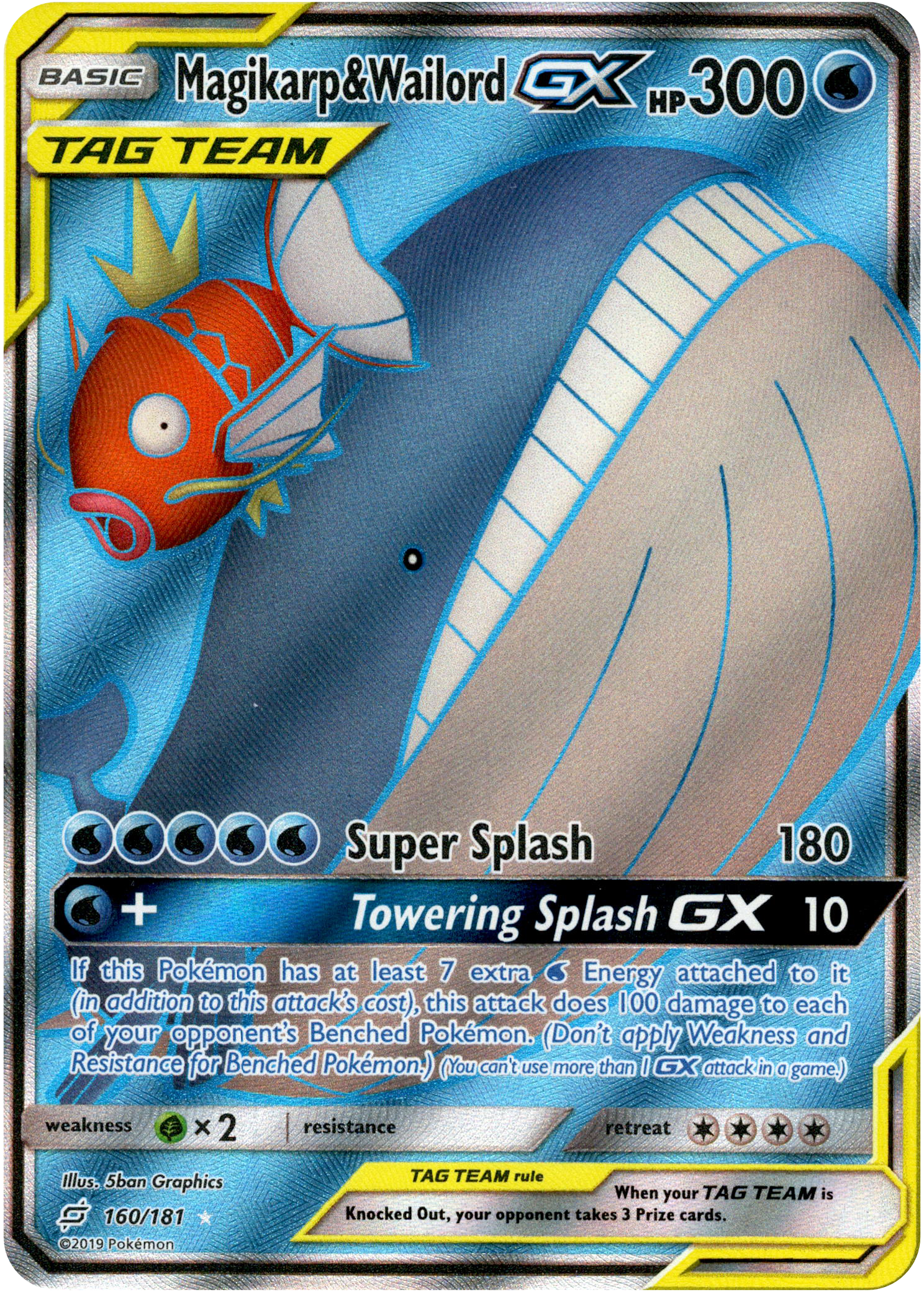 Magikarp & Wailord GX Full Art - 160/181 - Team Up - Holo - Card Cavern