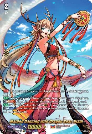 Maiden Dancing with Dragon Roar, Niam - D-BT13/SECP01EN - Flight of Chakrabarthi - Card Cavern