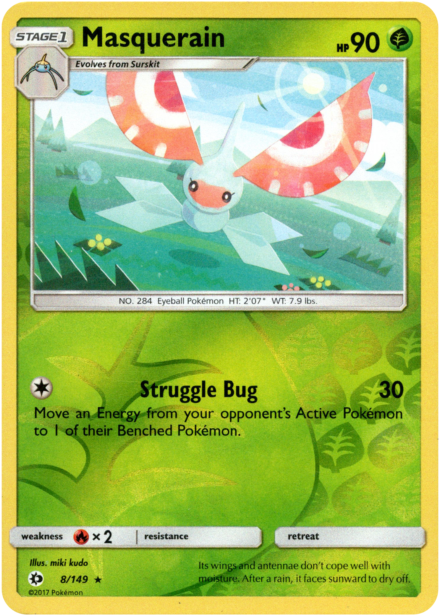 Masquerain - 8/149 - Sun & Moon - Reverse Holo - Card Cavern