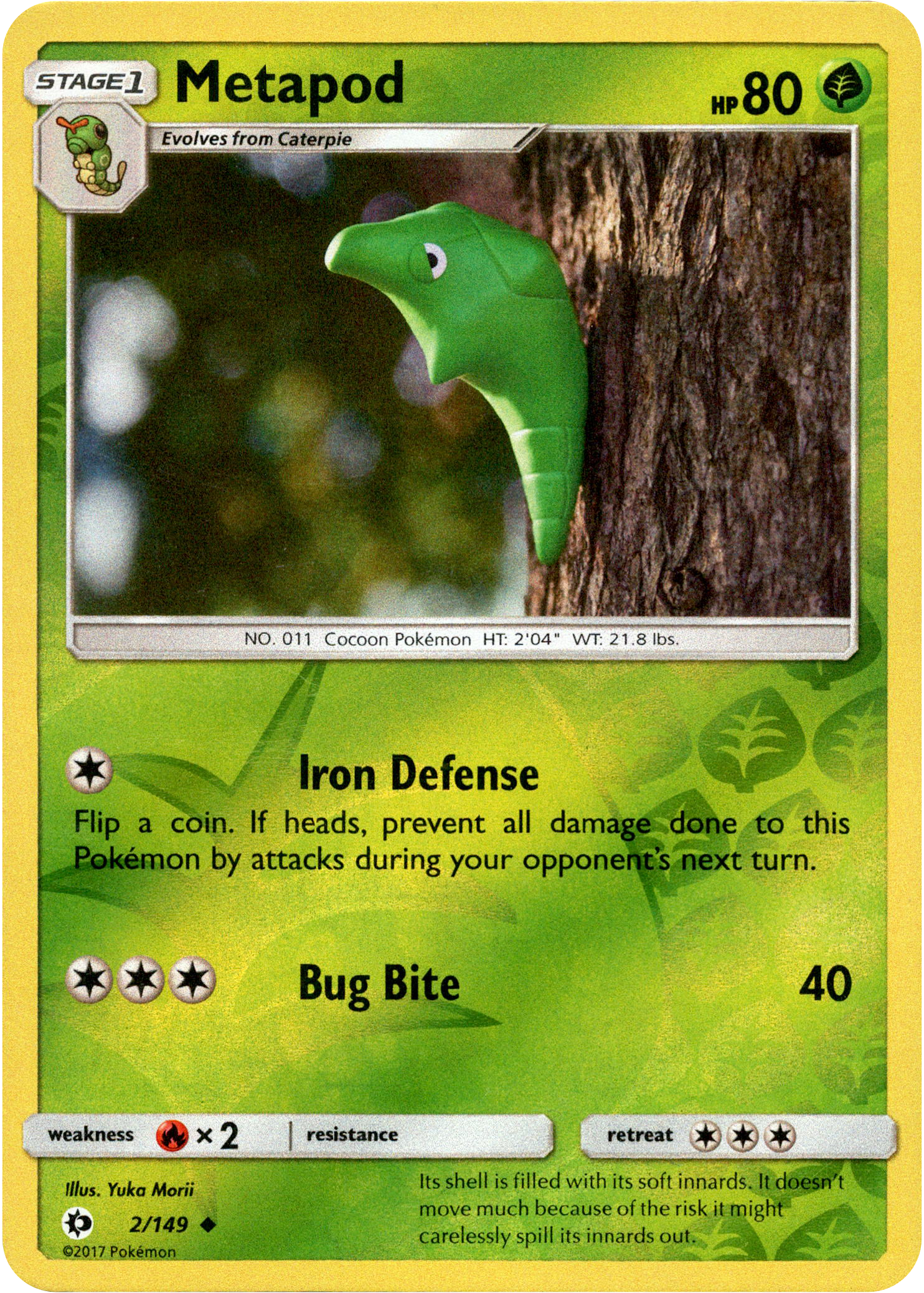 Metapod - 2/149 - Sun & Moon - Reverse Holo - Card Cavern