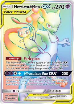 Mewtwo & Mew GX Hyper Rare - 242/236 - Unified Minds - Holo - Card Cavern
