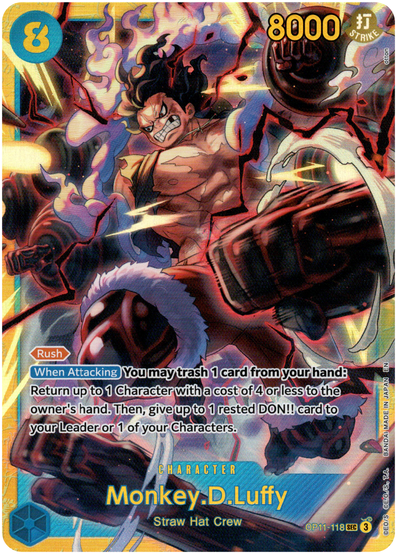 Monkey.D.Luffy - OP11-118 SEC - A Fist of Divine Speed - Foil – Card Cavern  Trading Cards, LLC