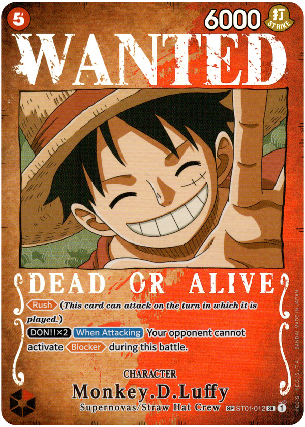 Monkey.D.Luffy (Wanted Poster) - ST01-012 SR - Pillars of Strength - Foil - Card Cavern