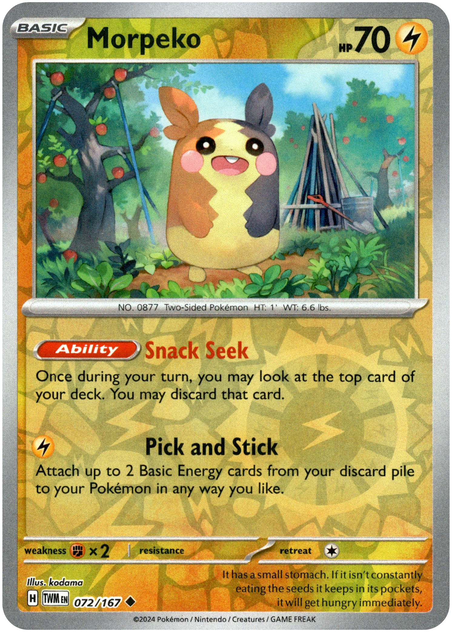Morpeko - 072/167 - Twilight Masquerade - Reverse Holo - Card Cavern