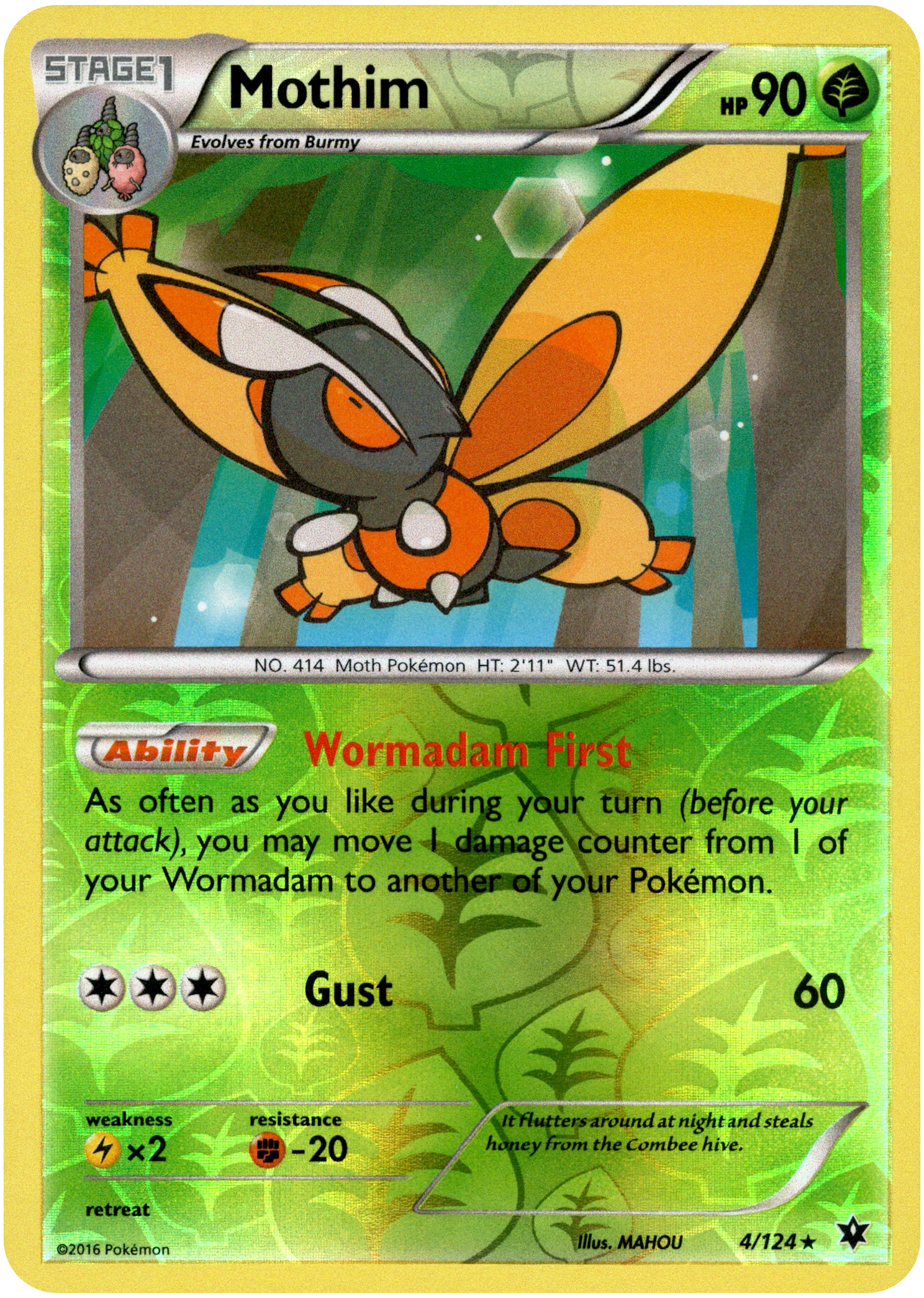 Mothim - 4/124 - Fates Collide - Reverse Holo - Card Cavern